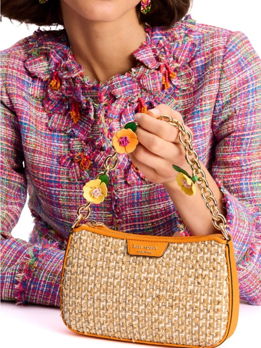 NWOT kate spade Jolie Raffia Tweed Small Convertible Crossbody - Picture 4 of 10